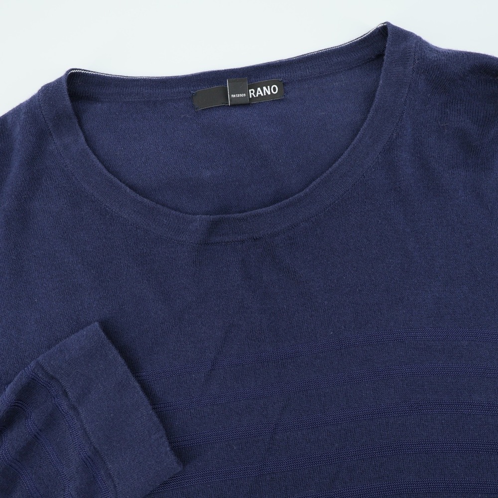 Murano Mens Long Sleeve Knit Shirt Cotton‎ Rayon Blend Top Navy Blue